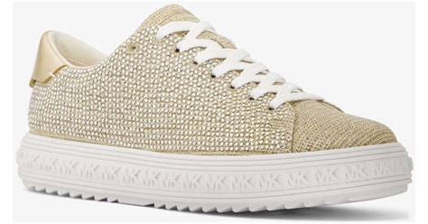 michael michael kors grove embellished glitter chain-mesh sneaker|grove embellished glitter chain mesh.